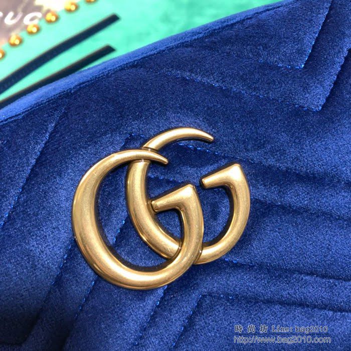 GUCCI古馳女包 新款 專櫃品質 447632 進口牛皮 原廠五金 藍絨 Gucci斜挎包  ydgq3164